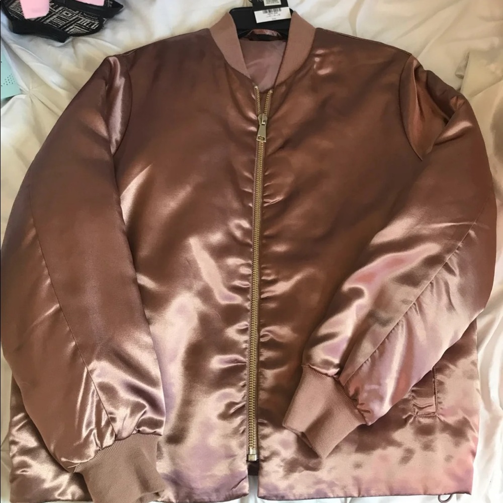 Top Shop Satin Pink Bomber Jacket